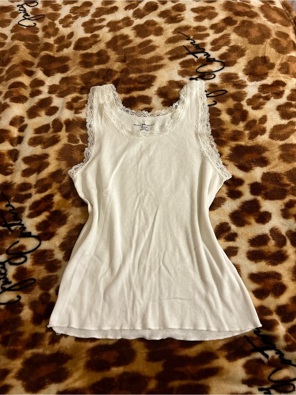 White Lace-Trim Tank Top - Women